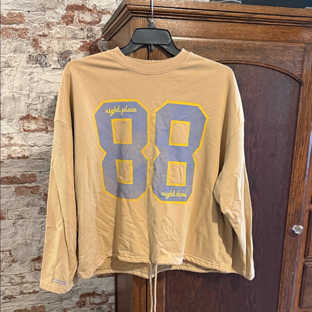 Tan Graphic Sweatshirt with Number Print
